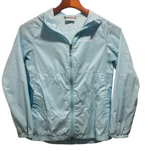 Columbia Girls Hooded Windbreaker Jacket – Size Medium (10/12), Light Blue (b6)